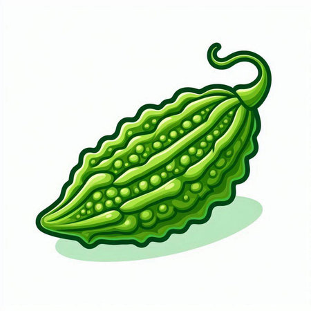 Bitter melon isolated on a white background. Vector illustration.のイラスト素材