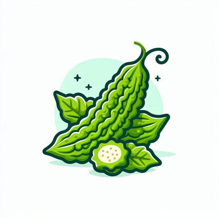 Bitter gourd icon. Vector illustration of bitter gourd.のイラスト素材