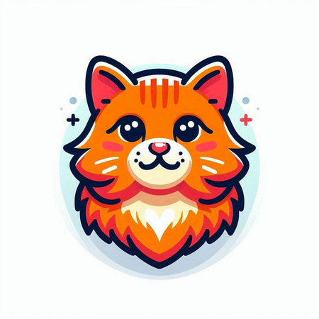 Cute cat face icon. Vector illustration in flat cartoon style.のイラスト素材