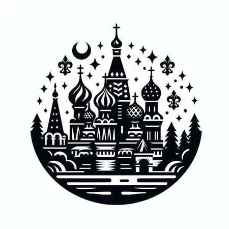 Church of St. Basil the Blessed in Moscow, Russia. Vector illustrationのイラスト素材