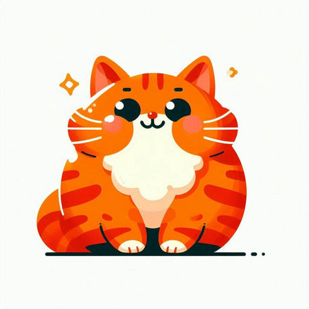 Cute red cat sitting on a white background. Vector illustration.のイラスト素材