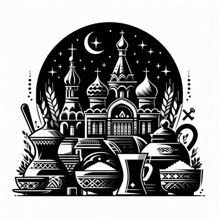 Vector illustration of the holiday of St. Basil's Cathedral in Moscow.のイラスト素材