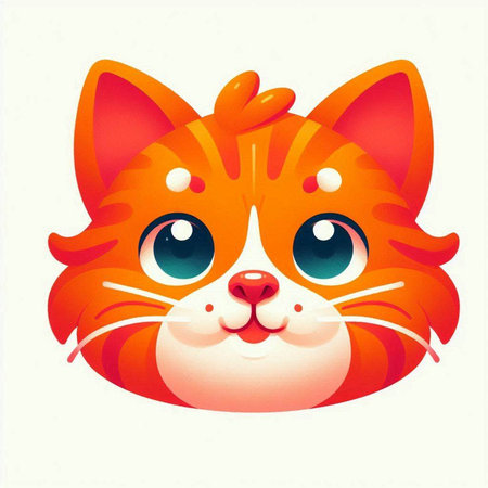 Cute red cat with big eyes. Vector illustration on white background.のイラスト素材
