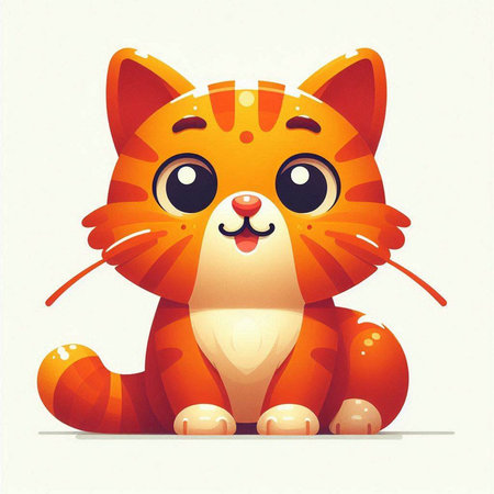 Cute cartoon tiger. Vector illustration of a red cat on a white background.のイラスト素材