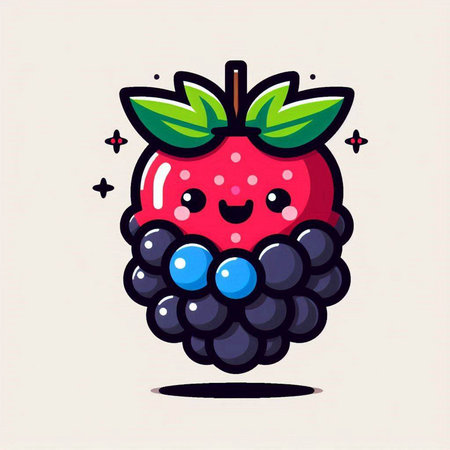 Cute strawberry fruit character vector illustration. Fruit kawaii icon.のイラスト素材