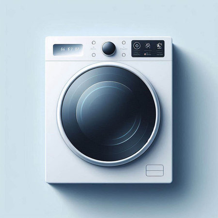 Washing machine isolated on white background. 3d render illustration.のイラスト素材