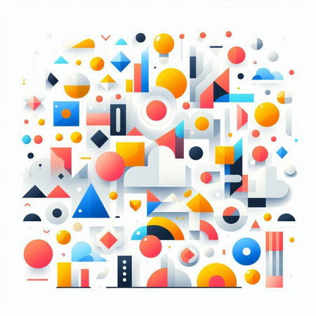 Abstract geometric background. Colorful paper cut shapes. Vector illustration.のイラスト素材