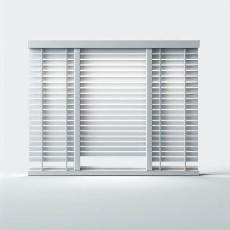Blinds on a white wall. 3d rendering. Computer digital drawing.のイラスト素材