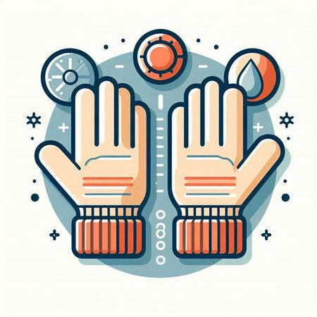 Protective gloves. Protection against viruses and bacteria. Vector illustration.のイラスト素材