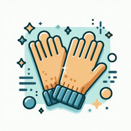 Gloves icon in flat line style. Vector illustration on white background.のイラスト素材