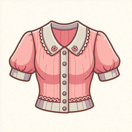 Illustration of a pink blouse with buttons on a white backgroundのイラスト素材