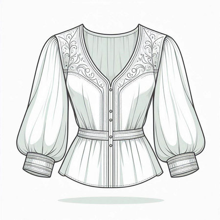 Illustration of blouse with a pattern on a white background.のイラスト素材