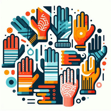 Hands in the circle. Vector illustration in a flat style.のイラスト素材