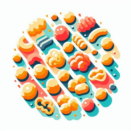 Circle of abstract shapes on a white background. Vector illustration.のイラスト素材