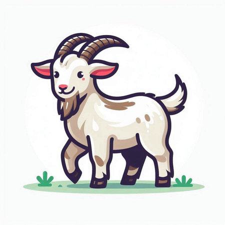Cartoon goat. Vector illustration of a goat on a white background.のイラスト素材