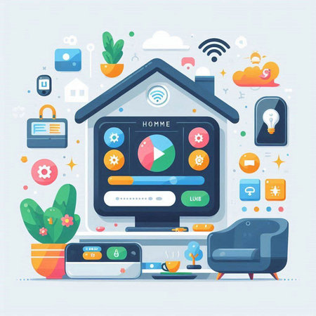 Smart home and internet of things concept. Modern flat design vector illustration.のイラスト素材