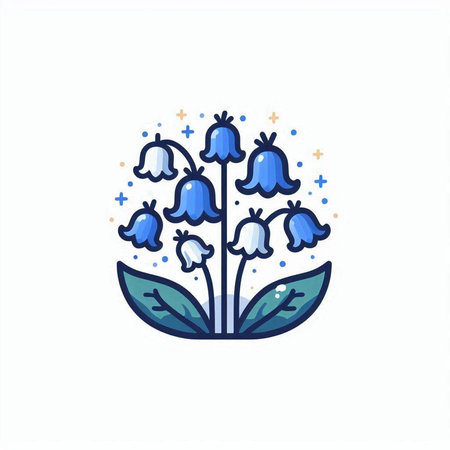 Lily of the valley icon in flat style. Vector illustration.のイラスト素材