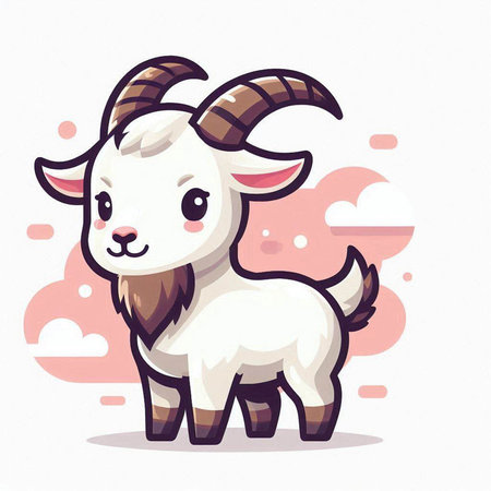 Cute goat on white background. Vector illustration in cartoon style.のイラスト素材
