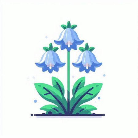 Bluebell flower isolated on white background. Flat style vector illustration.のイラスト素材
