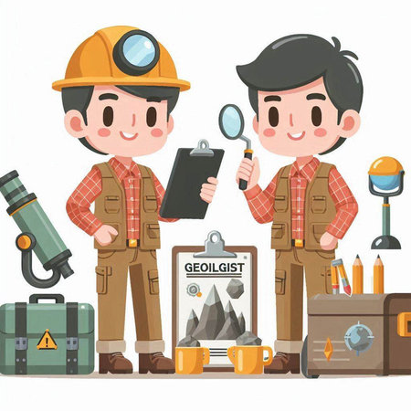 Engineer and architect working at the construction site. Vector illustration.のイラスト素材