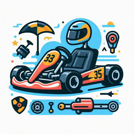 Karting competition. Vector illustration of a karting race.のイラスト素材