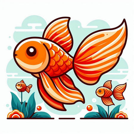 Cartoon goldfish. Vector illustration of a goldfish in cartoon style.のイラスト素材