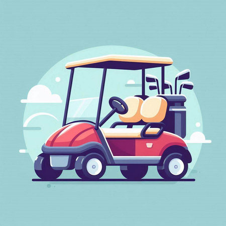 Golf cart. Vector illustration in flat design style. EPS 10のイラスト素材