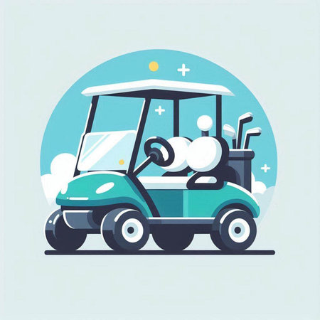 Golf cart vector illustration. Flat style design for web and print.のイラスト素材