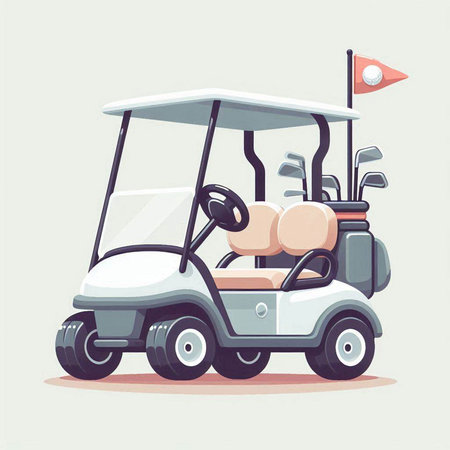 Golf cart. Cartoon vector illustration. Objects isolated on a white background.のイラスト素材
