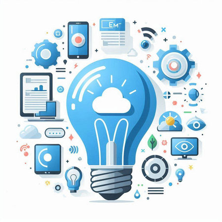 Light bulb with cloud computing concept. Vector illustration for your design.のイラスト素材