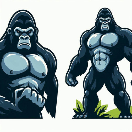 Gorilla in front and back view. Vector illustration for your designのイラスト素材