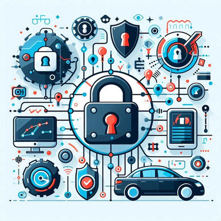 Cyber security concept. Protect mechanism, system privacy. Vector illustrationのイラスト素材