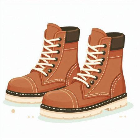 Hiking boots isolated on white background. Vector illustration. Eps 10.のイラスト素材