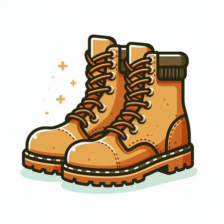 Vector illustration of a brown boots on a white background. Isolated object.のイラスト素材