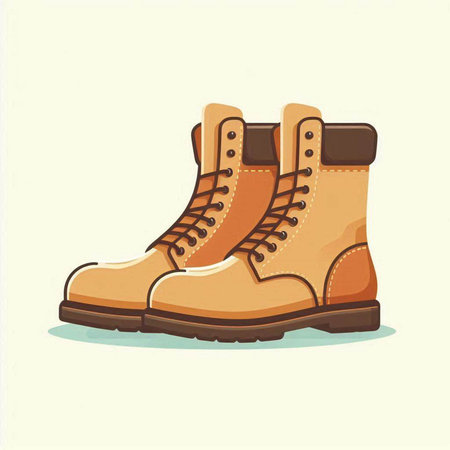 Vector illustration of hiking boots. Isolated on a white background.のイラスト素材