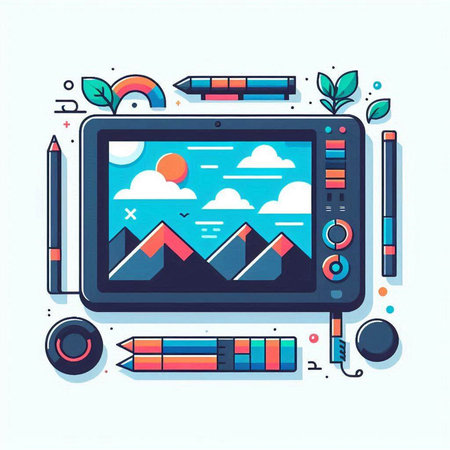 Vector illustration of modern flat design concept of graphic design and creative processのイラスト素材