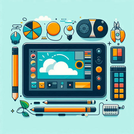 Flat design concept of cloud computing and digital technology. Vector illustrationのイラスト素材