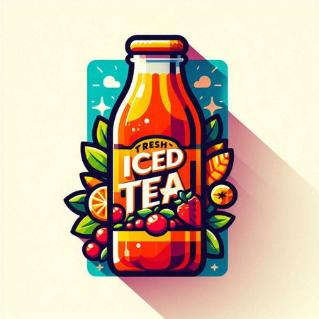 Vector illustration of a bottle of cola with lettering: Iced tea.のイラスト素材