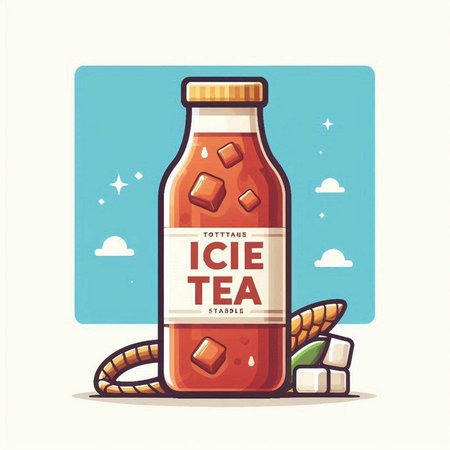 Cocktail with ice cubes in a bottle. Vector illustration.のイラスト素材