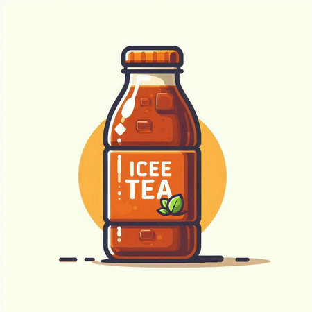 Vector illustration of bottle of cola with inscription Iced tea.のイラスト素材