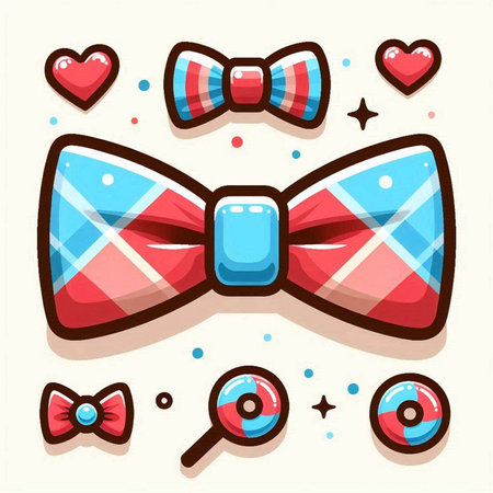 Set of colorful bow ties. Vector illustration in flat cartoon style.のイラスト素材