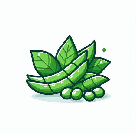 Peas vector icon. Illustration of green pea on white background.のイラスト素材