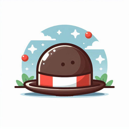 Illustration of a hat with a ribbon on a white background.のイラスト素材