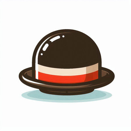Illustration of a black and red top hat on a white backgroundのイラスト素材