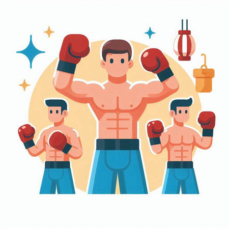 Boxing concept. Vector illustration in flat cartoon style. Boxerのイラスト素材