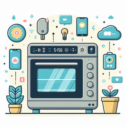 Vector illustration of modern electric oven on white background. Flat style design.のイラスト素材