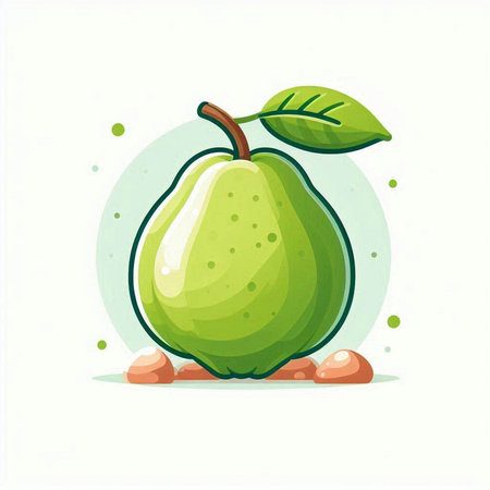 Vector illustration of a green pear on a white background. Vector illustration.のイラスト素材