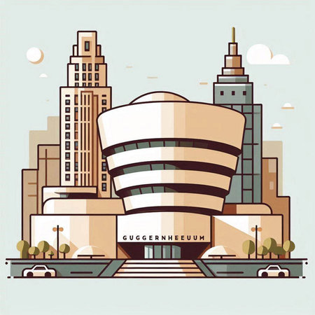 Vector illustration of modern buildings in the style of flat design on a light backgroundのイラスト素材