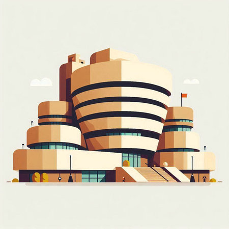 Modern architecture of the city in a retro style. Vector illustration.のイラスト素材
