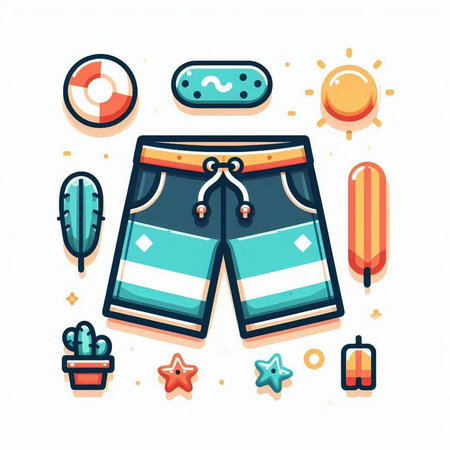 Swimming trunks. Vector illustration of swimming trunks. Flat style.のイラスト素材